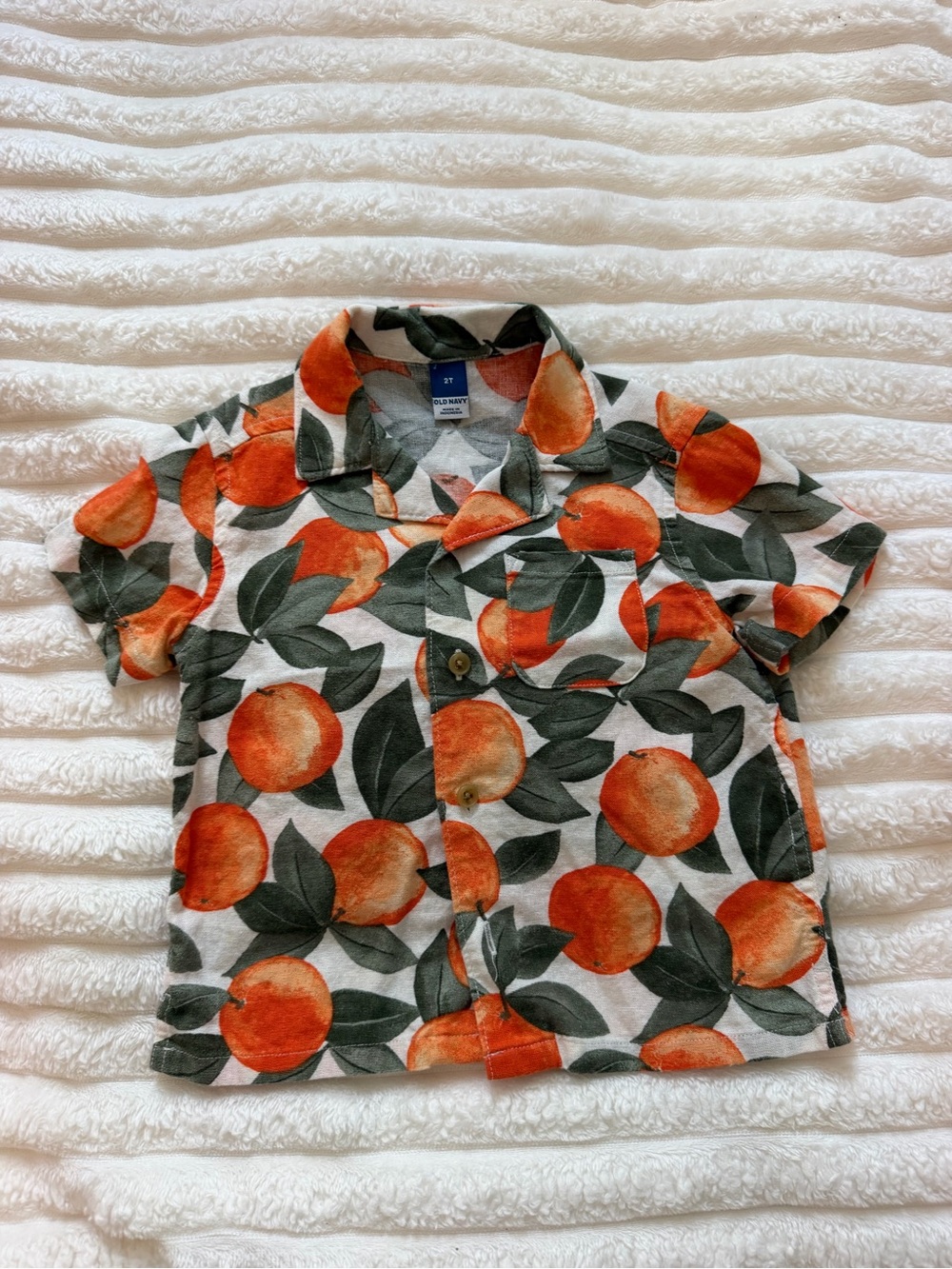 Old Navy Orange Print Short-Sleeve Button Front Shirt for Kids 2T